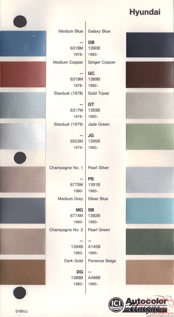 1978-1987 Hyundai Paint Charts Autocolor